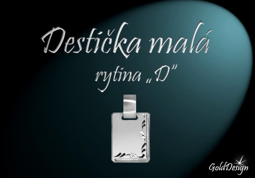 Destička malá D - přívěsek rhodium